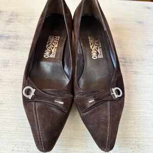 Salvatore Ferragamo Dark Brown Suede Loafers